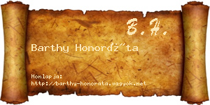 Barthy Honoráta névjegykártya